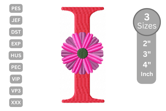 Blossom Alphabet Letter - I: A Floral Embroidery Delight