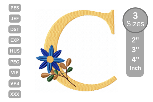 Botanical Flower Letter - C for Boutique Apparel