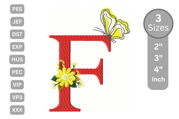 Butterfly Bloom Alphabet - F: A Stylish Serif Monogram