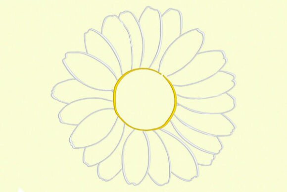 Elegant 4 X 4 Calligraphy Daisy Outline