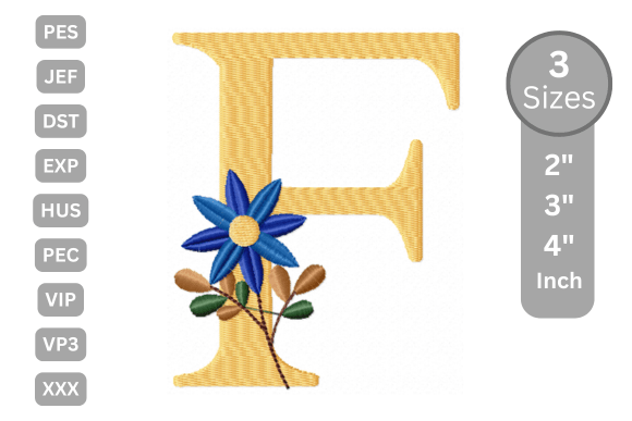 Elegant Botanical Flower Letter - F