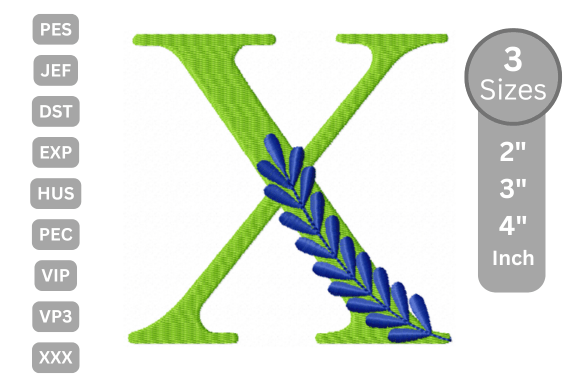 Elegant Floral Alphabet Letter-X for Seasonal Embroidery