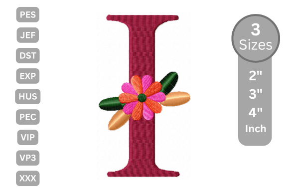 Floral Alphabet Letter - I: A Stylish Embroidery Choice