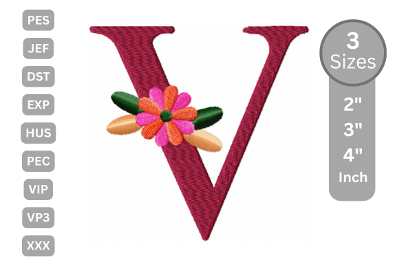 Floral Alphabet Letter - V for Boutique Apparel