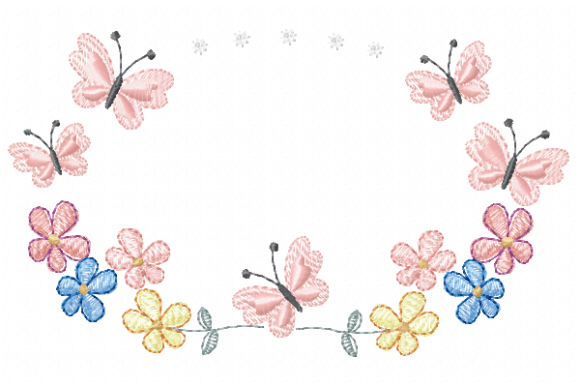 Frame Flower and Butterfly: A Charming Embroidery Design