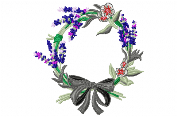 Lavender Floral Wreath: A Graceful Embroidery Design